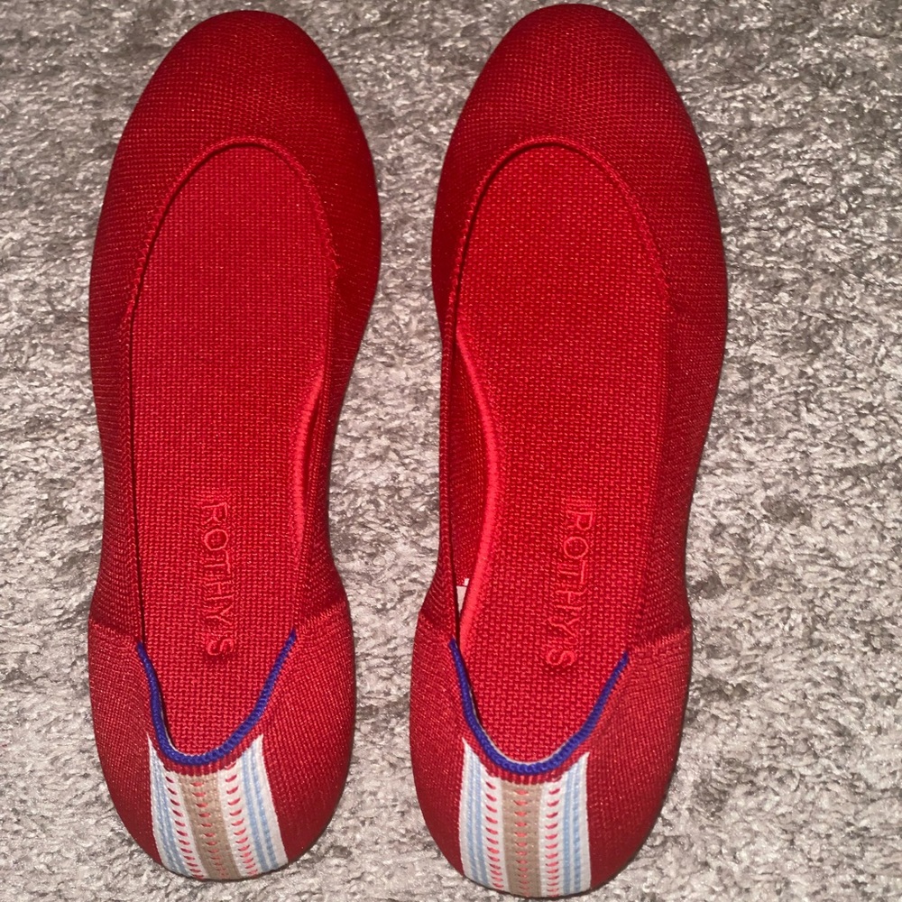 Rothys red square flats size 9.5